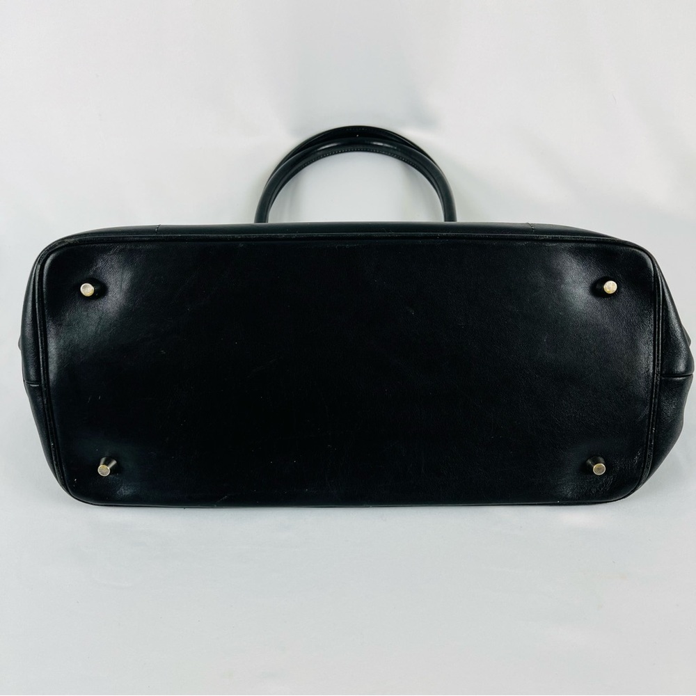 Coach Hamptons Classic Black Leather Hand Bag Tote D1J-7757 Lobster Clasp Close - Picture 7 of 15